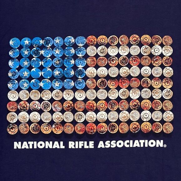 NRA National Rifle Association Bullet Flag Navy Blue Graphic Tee Shirt / Size XL - Picture 4 of 5